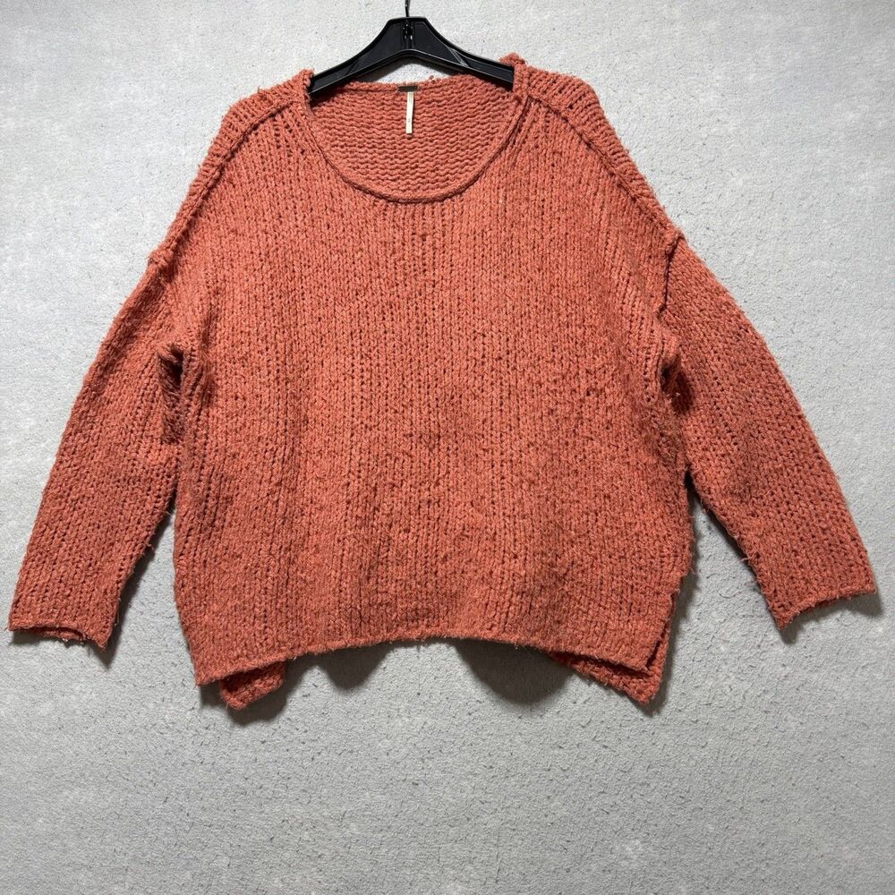 Free People Sweater Women’s XS Salmon Nubby Knit Slouchy Chunky Knit Pullover